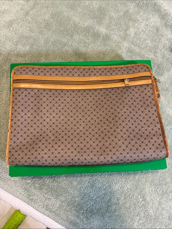 Accessories - ELIANA FIRENZE Brown Canvas Travel Pouch with Tan Trim